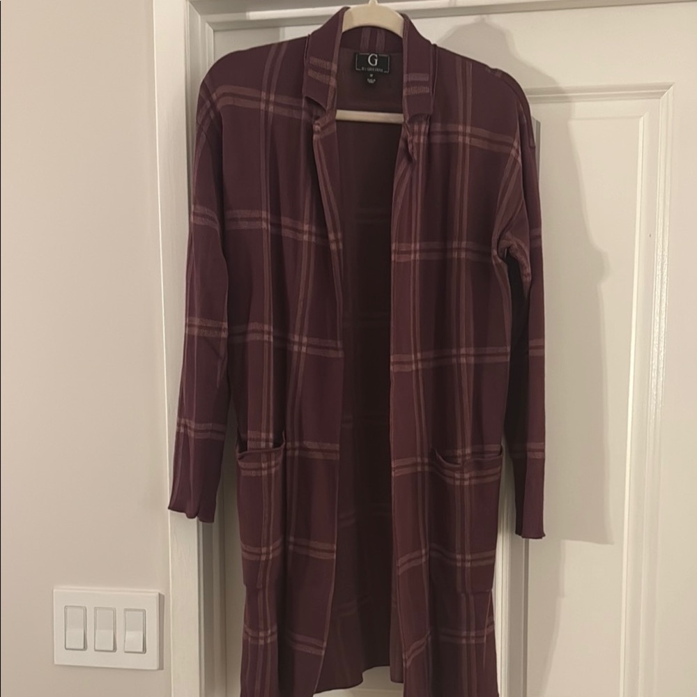 Women's Burgundy Plaid Sweater by G by Giuliana SP